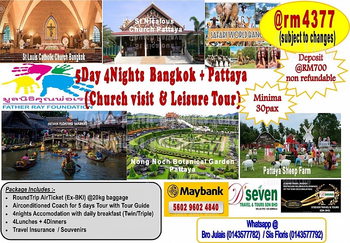 5D4N Bangkok + Pattaya (Church Visit & Leisure Tour)