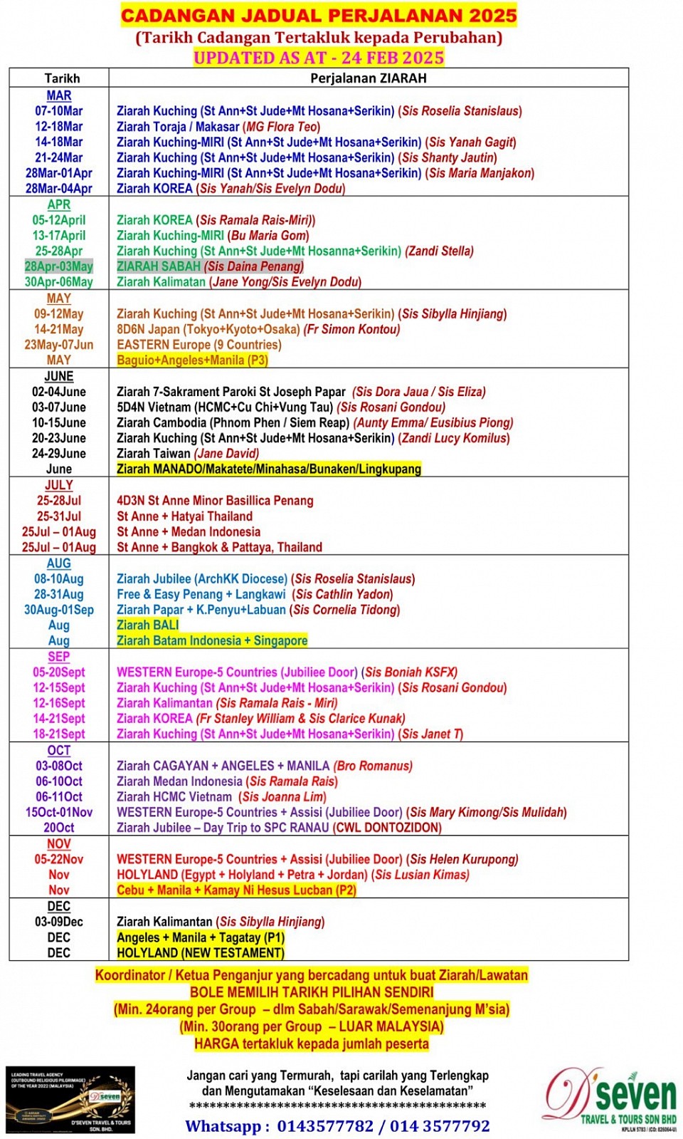 Pilgrimage travel dates planner Suggestions for year 2025